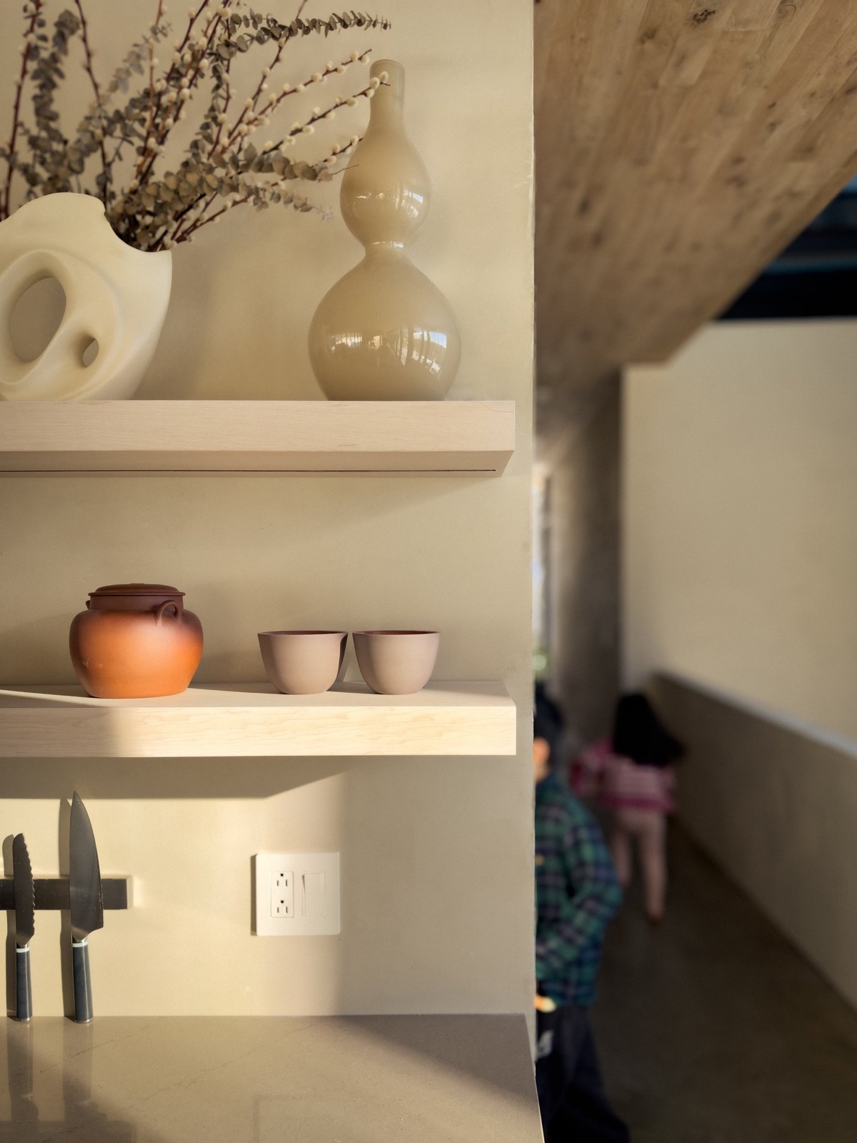 Kitchen wall in early morning light