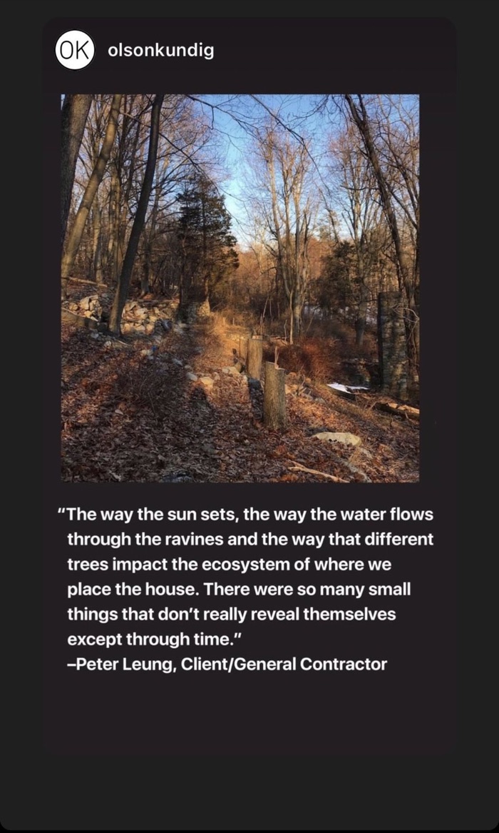 Olson Kundig Instagram story on Garrison House, part 3