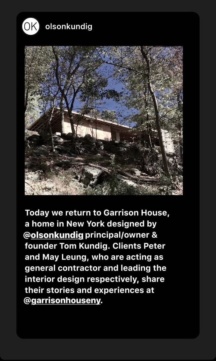 Olson Kundig Instagram story on Garrison House, part 5